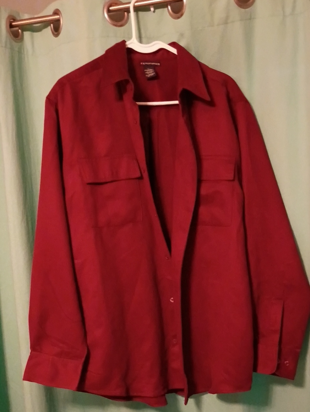 Men's Burgundy Button-Up Shirt Jacket